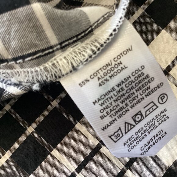 NWT LOFT Plaid Preppy Button Shirt Womens M Black White Casual Retro 90s Y2K - Picture 4 of 8